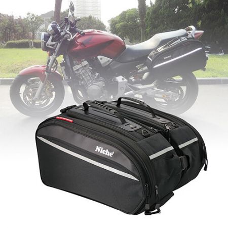 Motorcycle XL Saddlebags with Wheels and Trolley - Motorcycle Saddle bags with Large-Sized Wheel and Trolley for Motorcycle with Universal Mounting System, Expandable, and Waterproof Rain-Cover Included (XL Size)